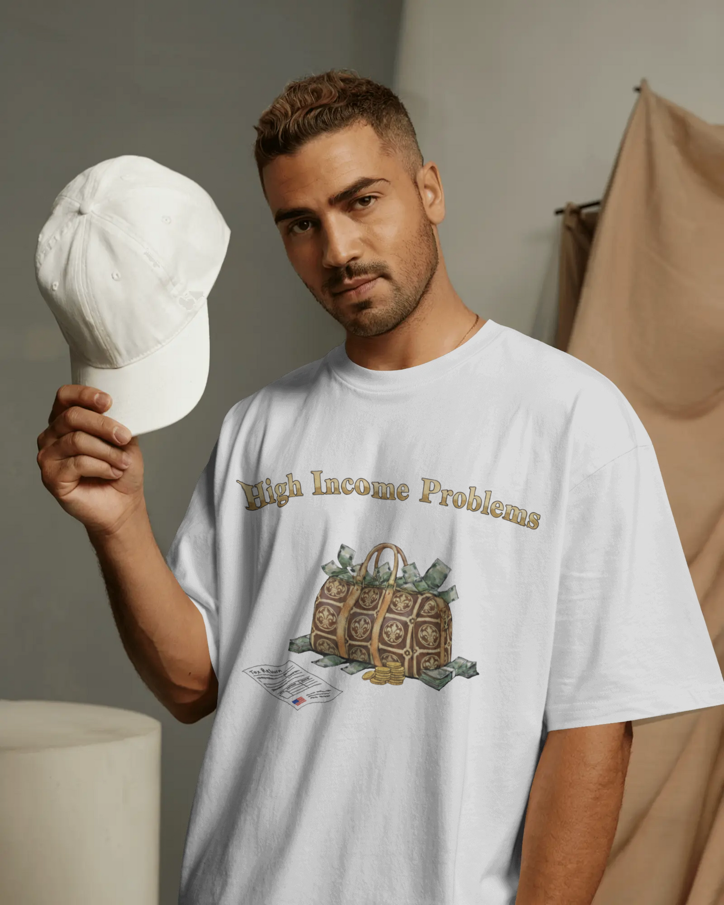 High Income Problems™ — Premium Heavyweight Drop Shoulder Cotton T-Shirt